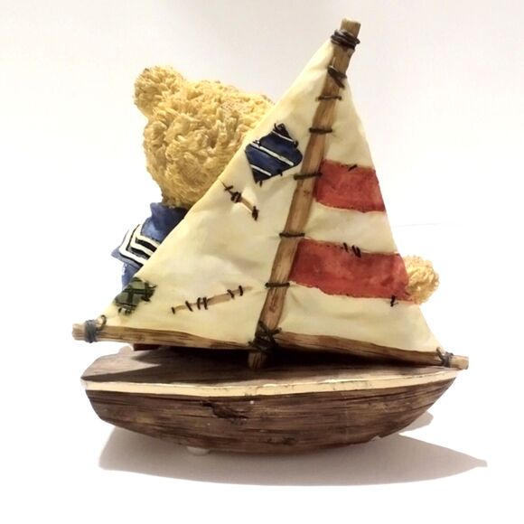 Vtg O’Well Musical Teddy Bear with Sailboat Resin Figurine "Getting to Know You” - Picture 5 of 6